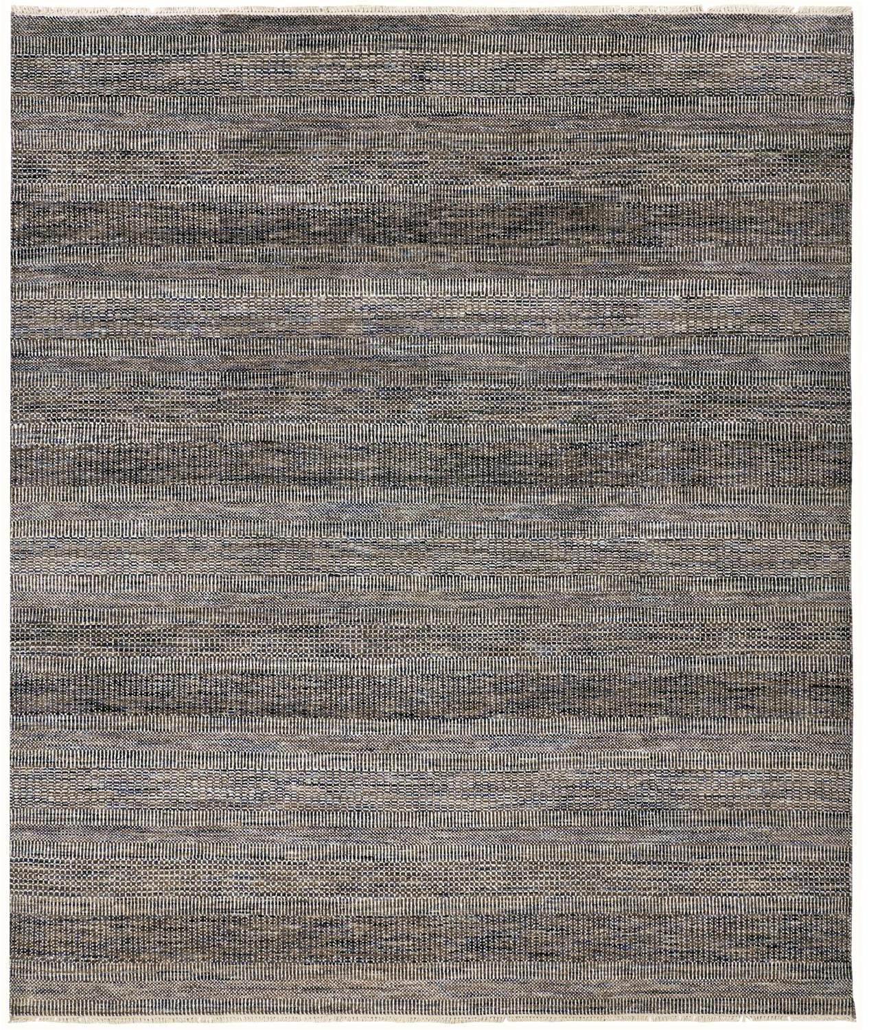 9' X 12' Gray Wool Striped Hand Knotted Area Rug
