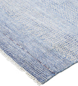 10' X 13' Blue And Silver Wool Striped Hand Knotted Area Rug