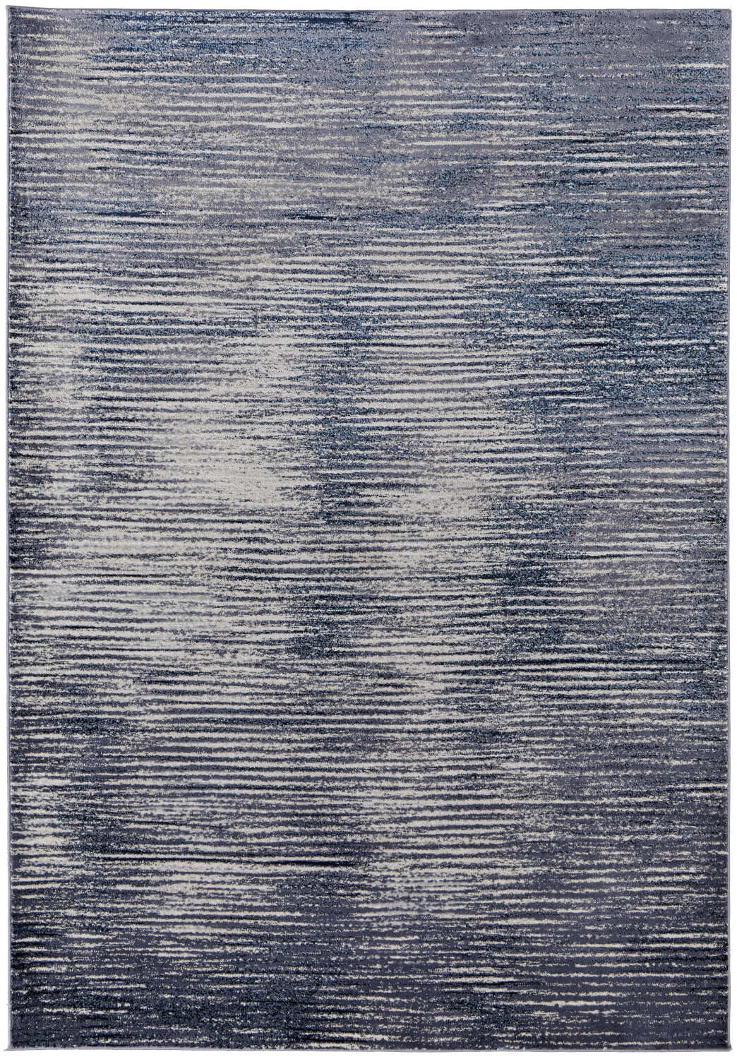 10' X 13' Blue Gray And Ivory Striped Power Loom Distressed Area Rug