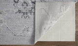10' X 13' Silver And Black Floral Power Loom Distressed Area Rug