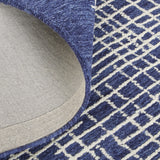 9' X 12' Blue And Ivory Wool Plaid Tufted Handmade Stain Resistant Area Rug