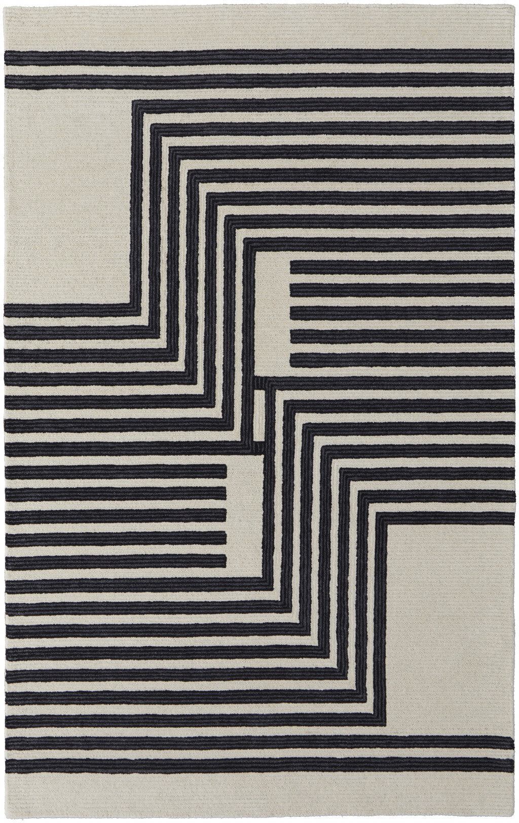 9' X 12' Gray and Black Wool Abstract Hand Tufted Area Rug