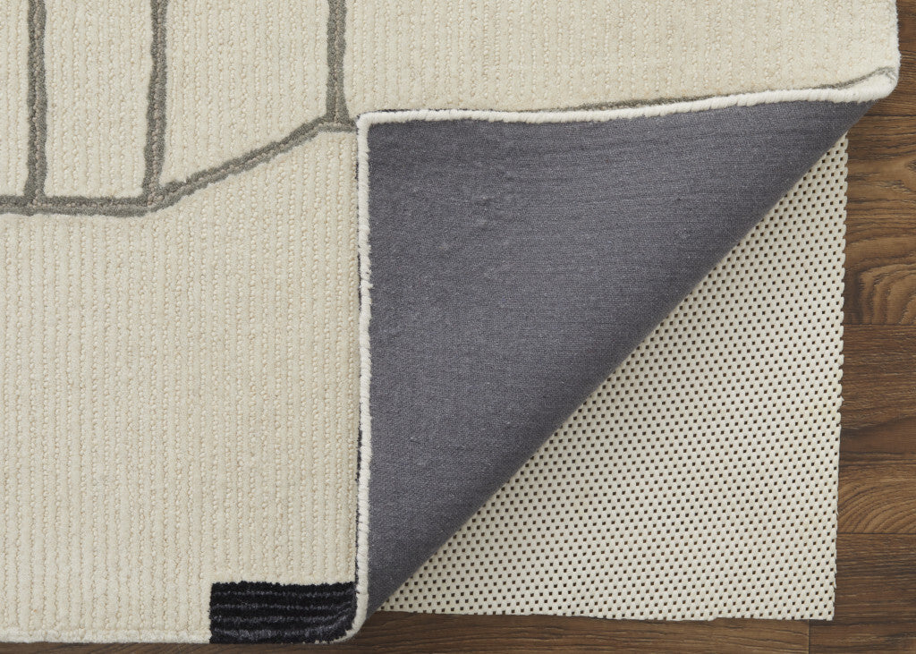 12' X 15' Gray and Ivory Wool Abstract Hand Tufted Area Rug