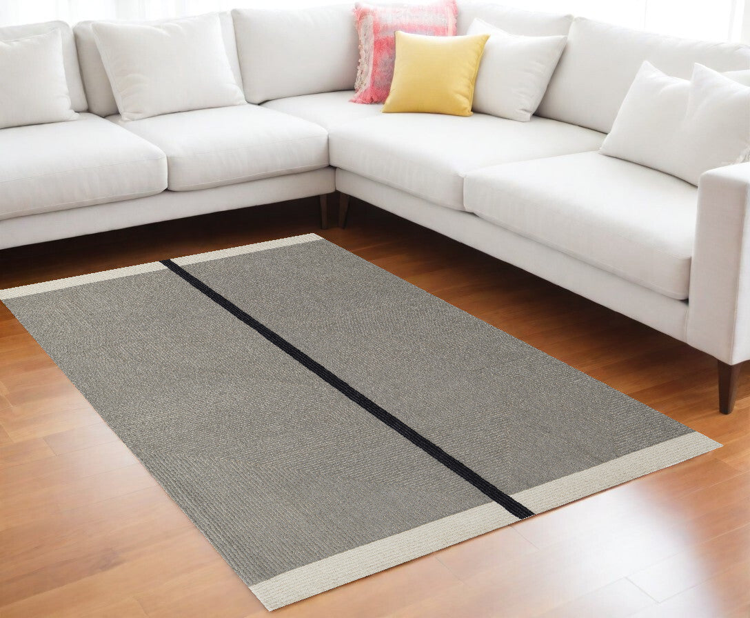 9' X 12' Black and Gray Wool Abstract Geometric Hand Tufted Area Rug