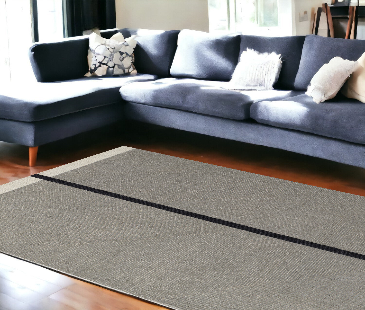 10' X 14' Brown and Black Abstract Geometric Hand Tufted Area Rug