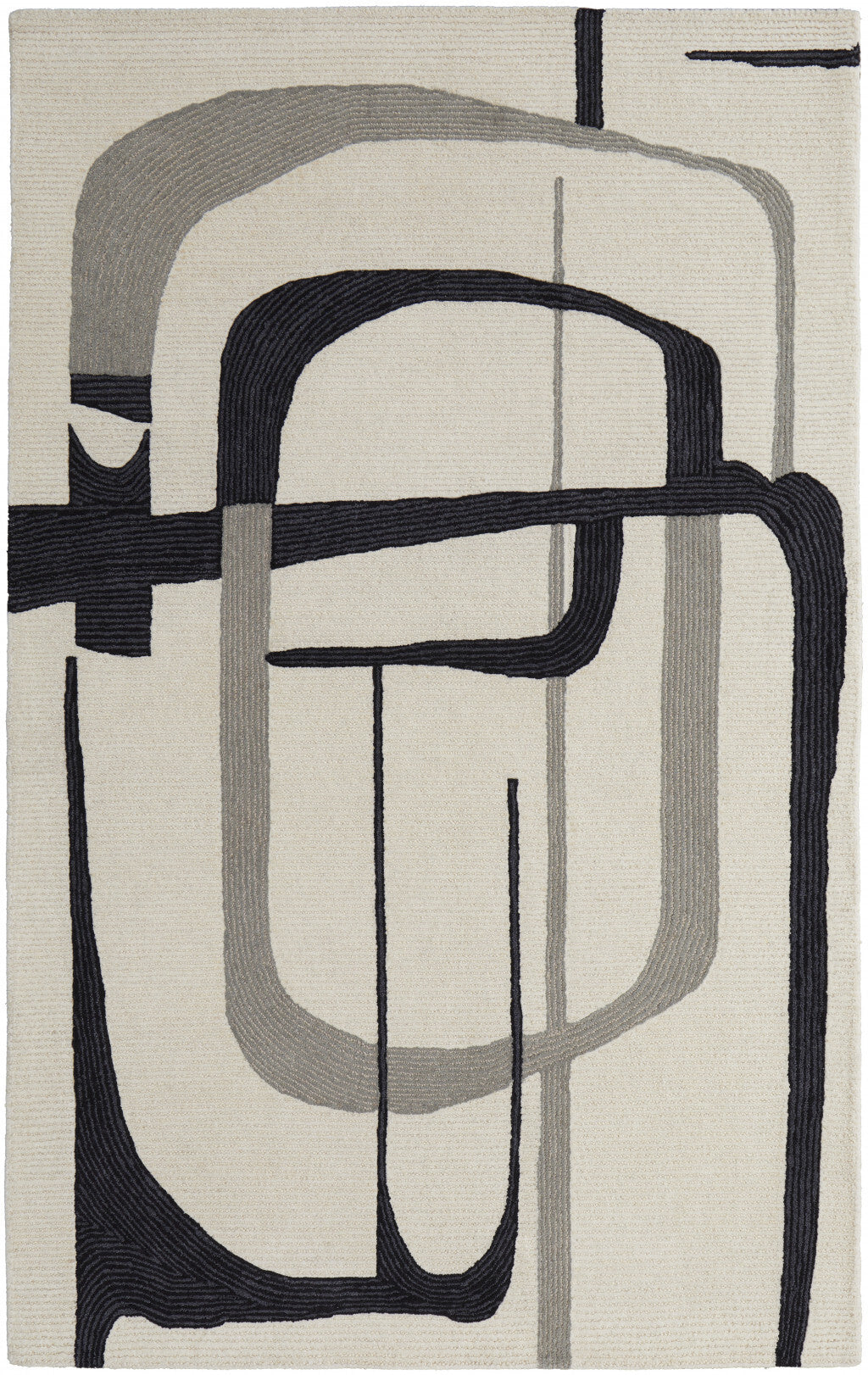 9' X 12' Gray and Ivory Wool Abstract Hand Tufted Area Rug