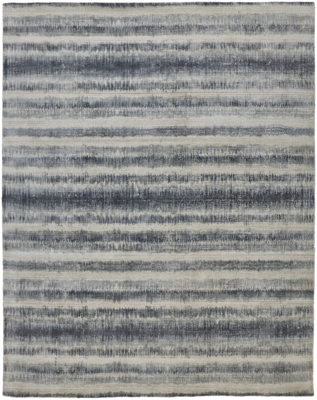 9' X 12' Ivory And Blue Abstract Hand Woven Area Rug