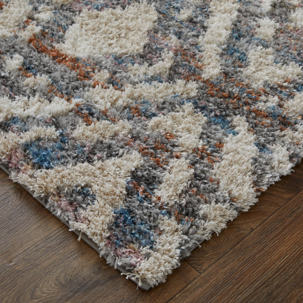 10' X 14' Ivory Gray And Taupe Geometric Power Loom Stain Resistant Area Rug