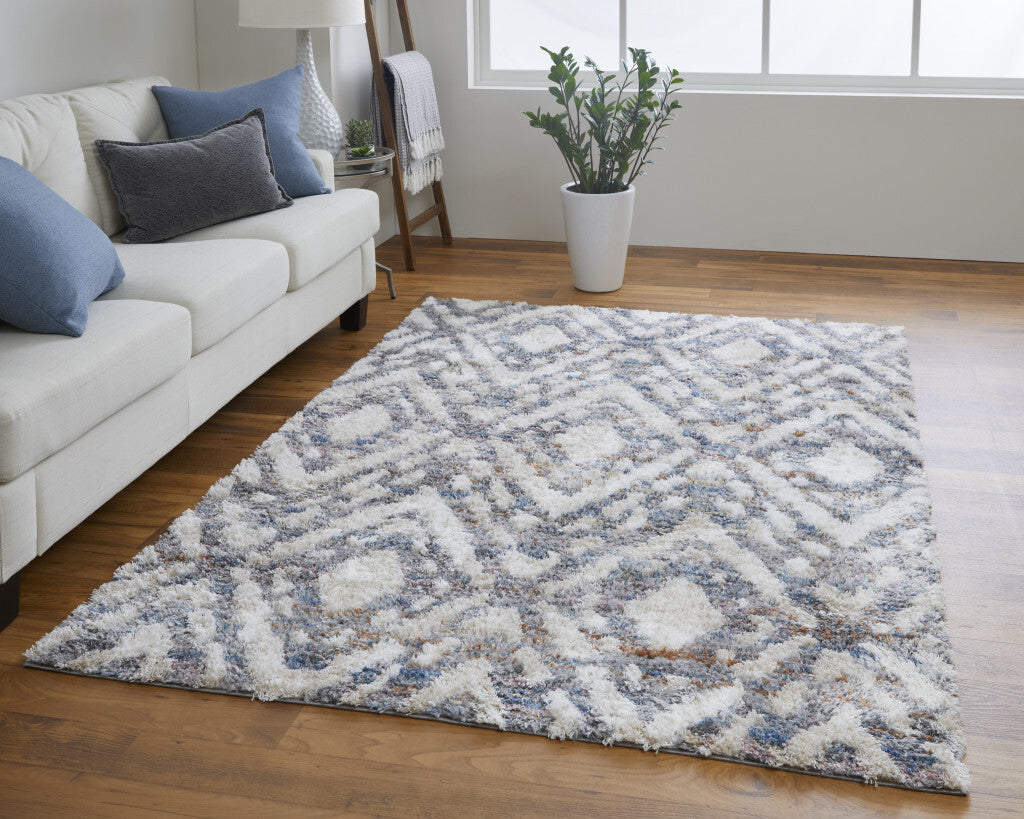 10' X 14' Ivory Gray And Taupe Geometric Power Loom Stain Resistant Area Rug