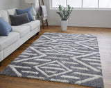 10' X 14' Gray And Ivory Geometric Power Loom Stain Resistant Area Rug