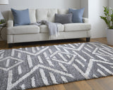 10' X 14' Gray And Ivory Geometric Power Loom Stain Resistant Area Rug