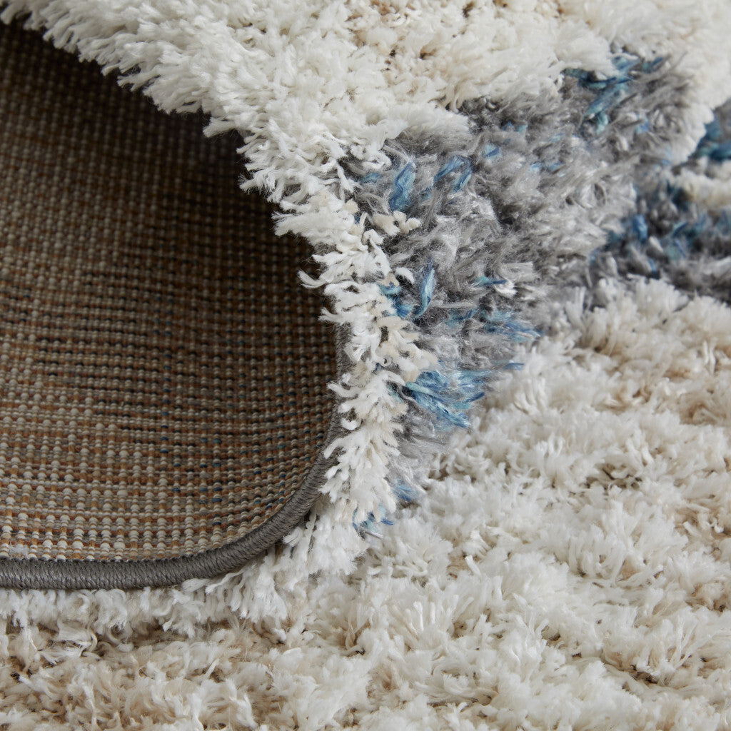 10' X 14' Ivory Gray And Blue Chevron Power Loom Stain Resistant Area Rug