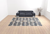 10' X 14' Tan Ivory And Blue Chevron Power Loom Stain Resistant Area Rug
