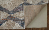 10' X 14' Tan Ivory And Blue Chevron Power Loom Stain Resistant Area Rug
