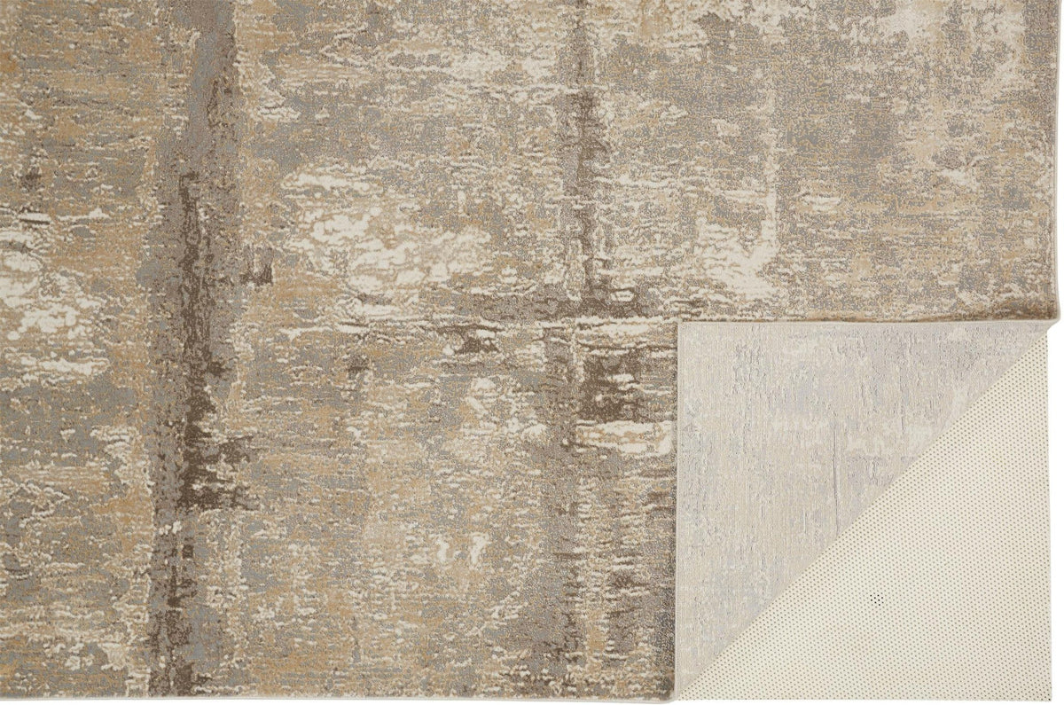 8' X 10' Tan Ivory And Brown Abstract Area Rug