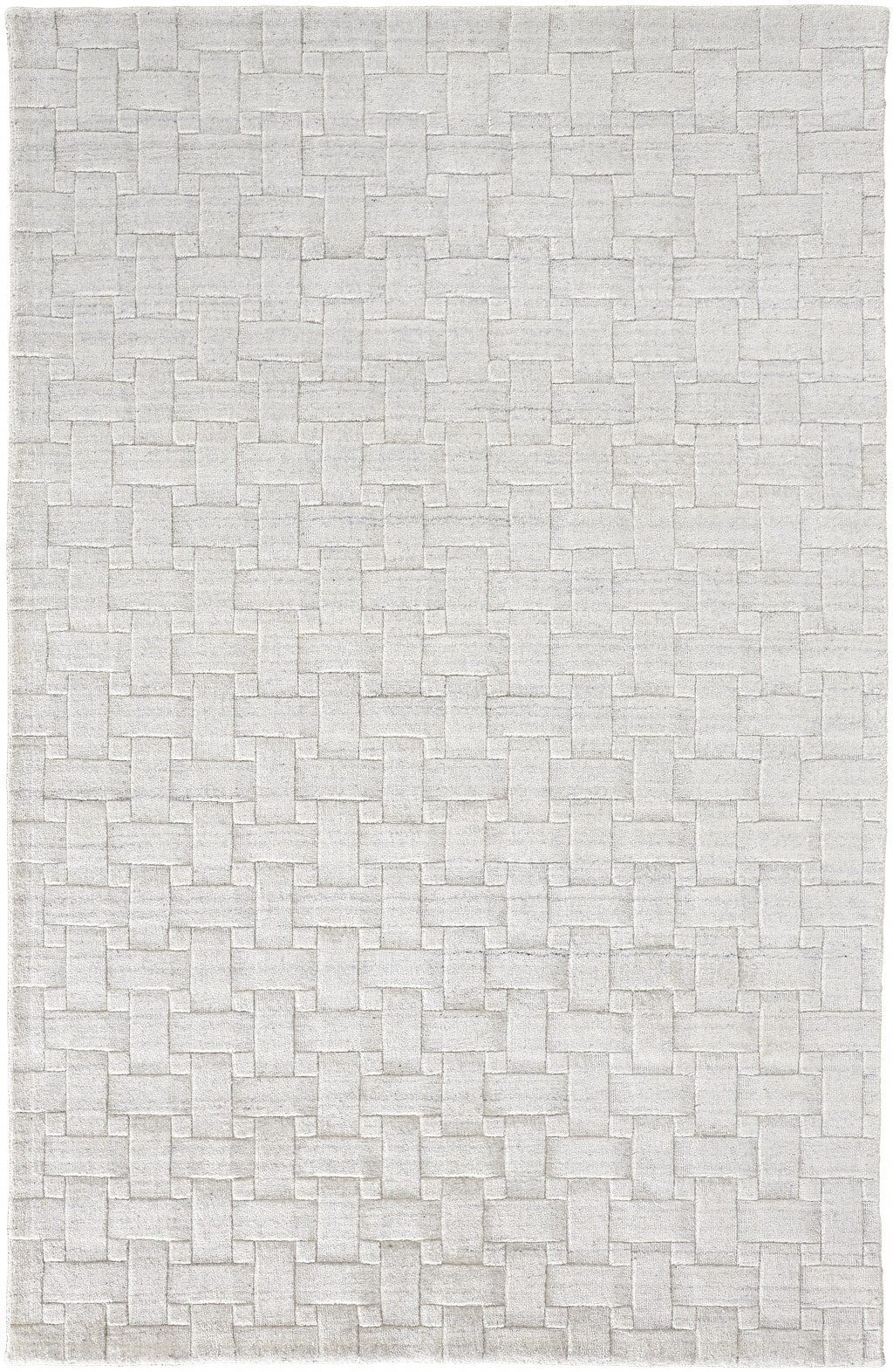 8' X 10' Silver and White Striped Hand Woven Area Rug