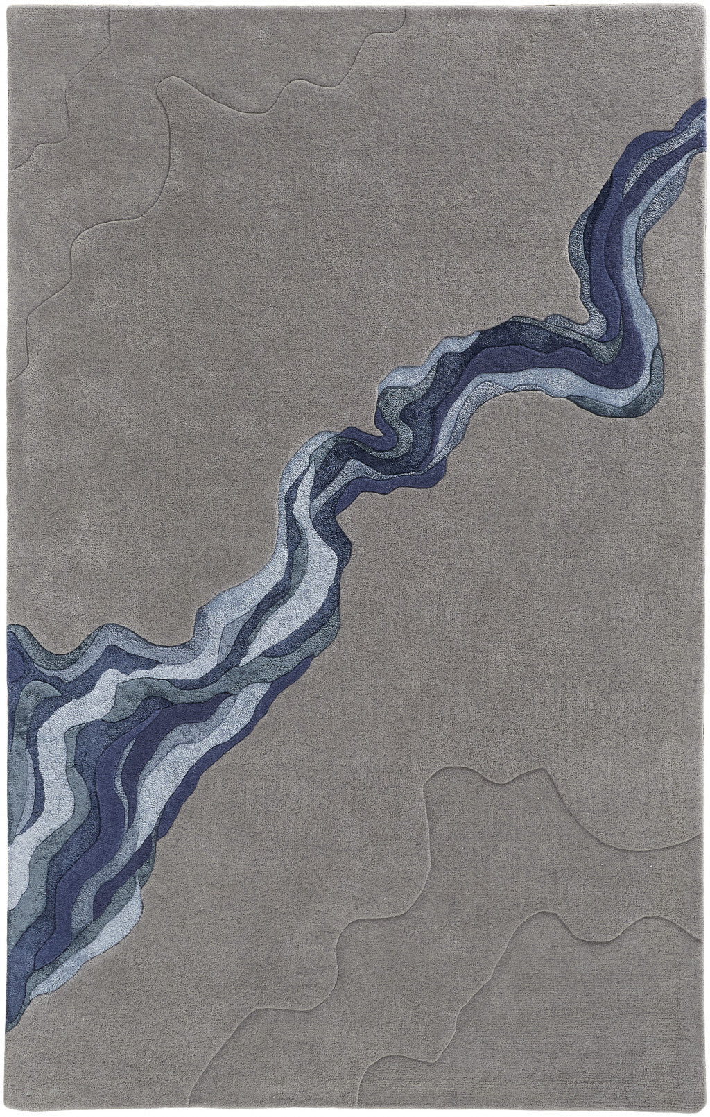 8' X 10' Blue and Gray Wool Abstract Hand Tufted Area Rug