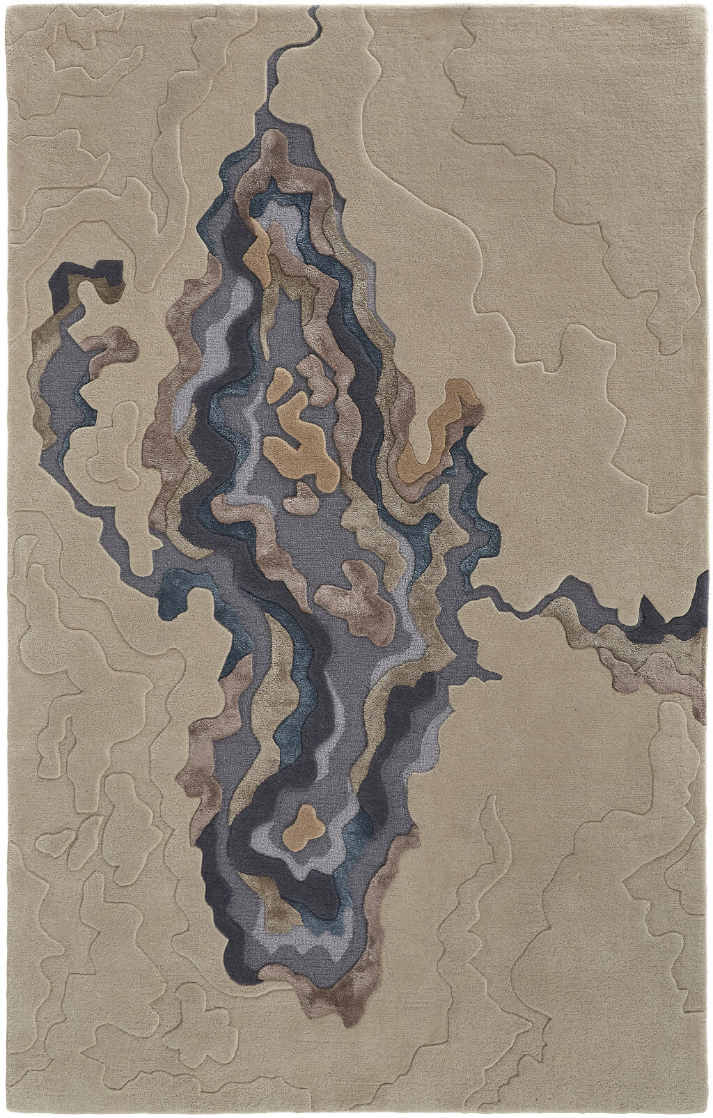 10' X 14' Tan and Brown Wool Abstract Hand Tufted Area Rug