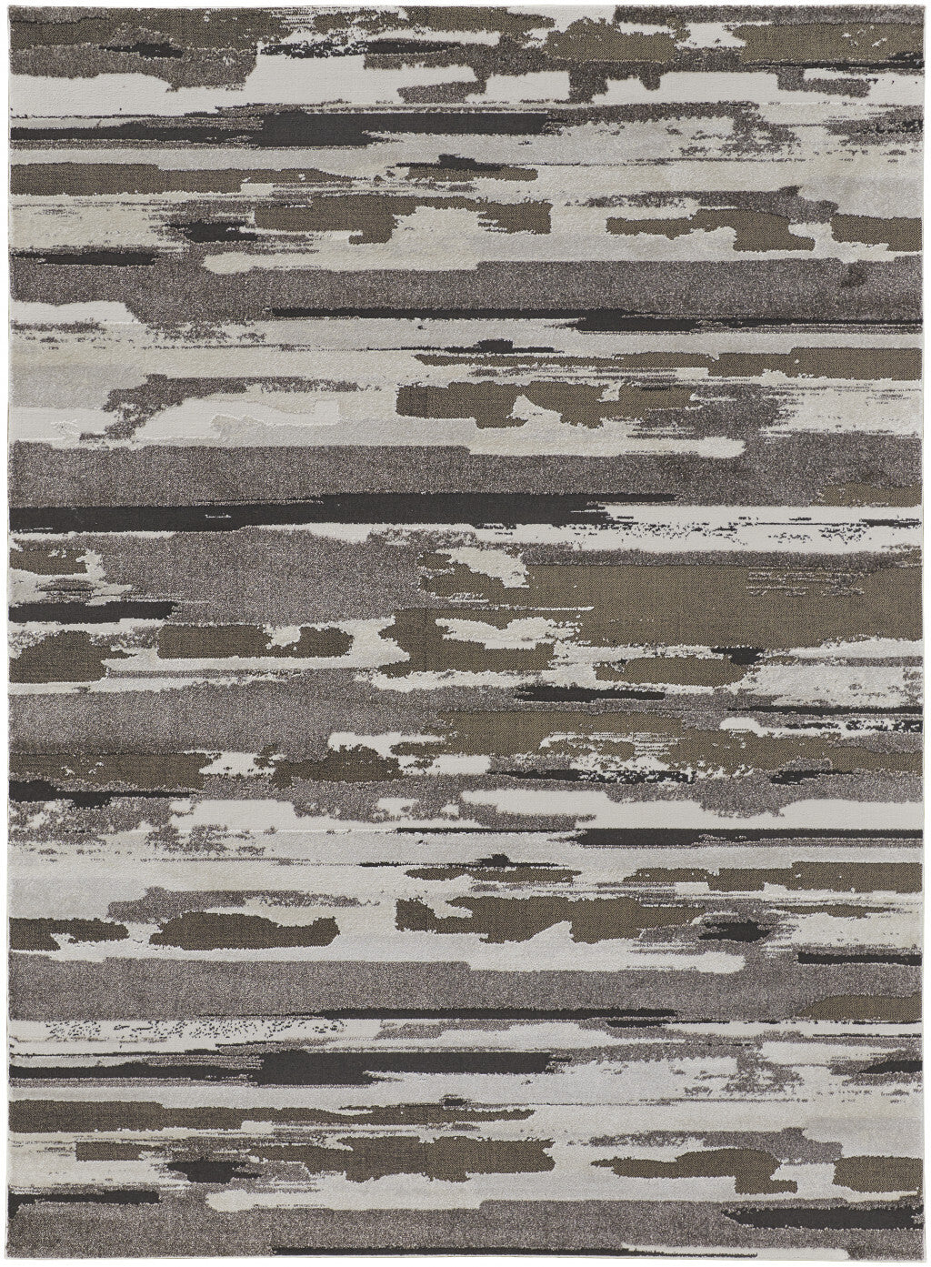 12' X 15' Gray and Ivory Abstract Power Loom Distressed Area Rug