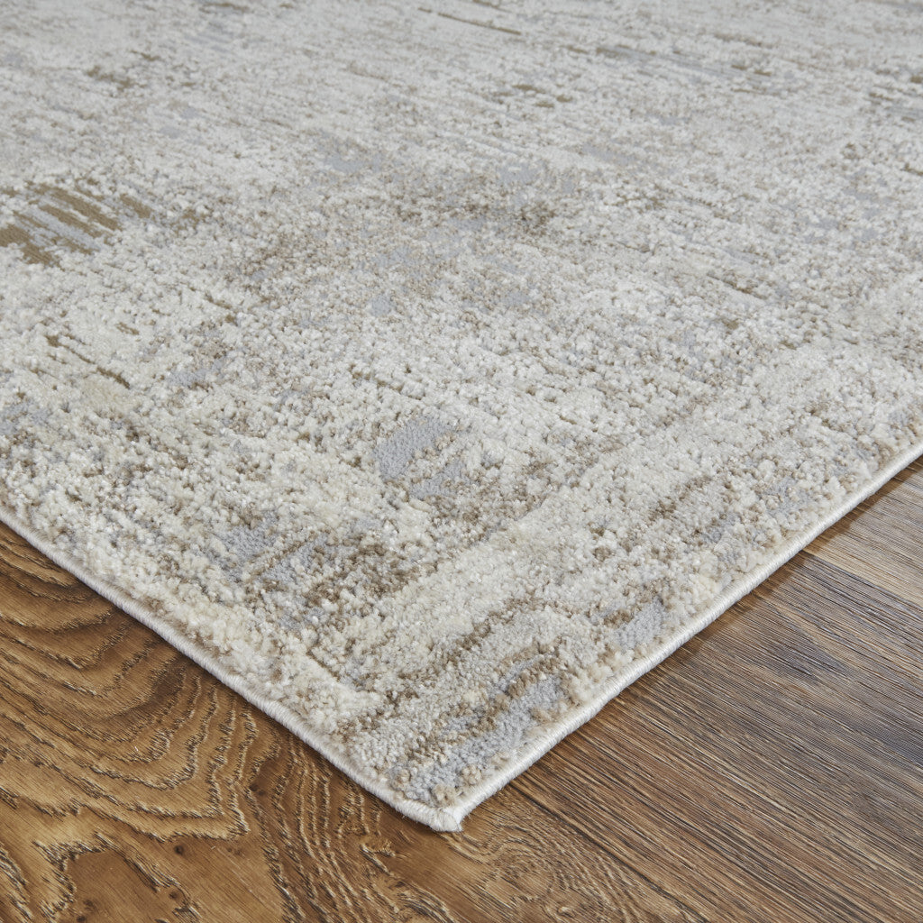 12' X 15' Gray and Ivory Abstract Power Loom Distressed Area Rug