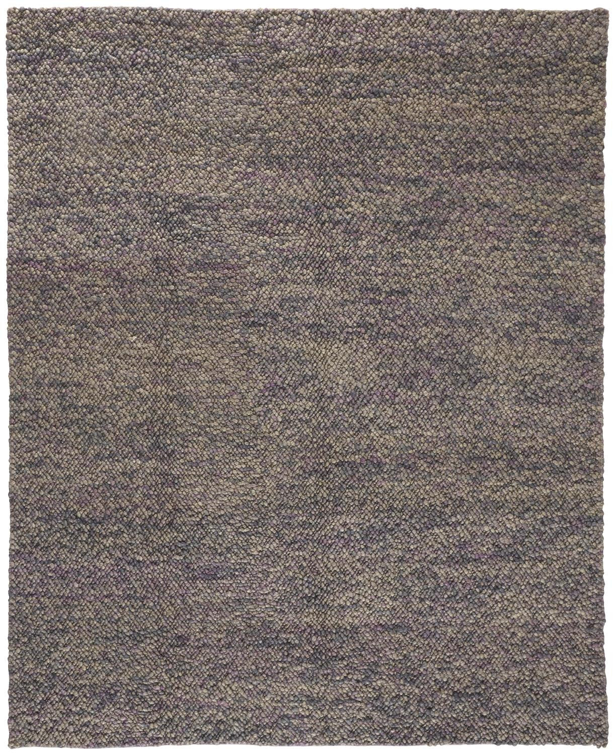 8' X 11' Purple and Gray Wool Hand Woven Distressed Area Rug