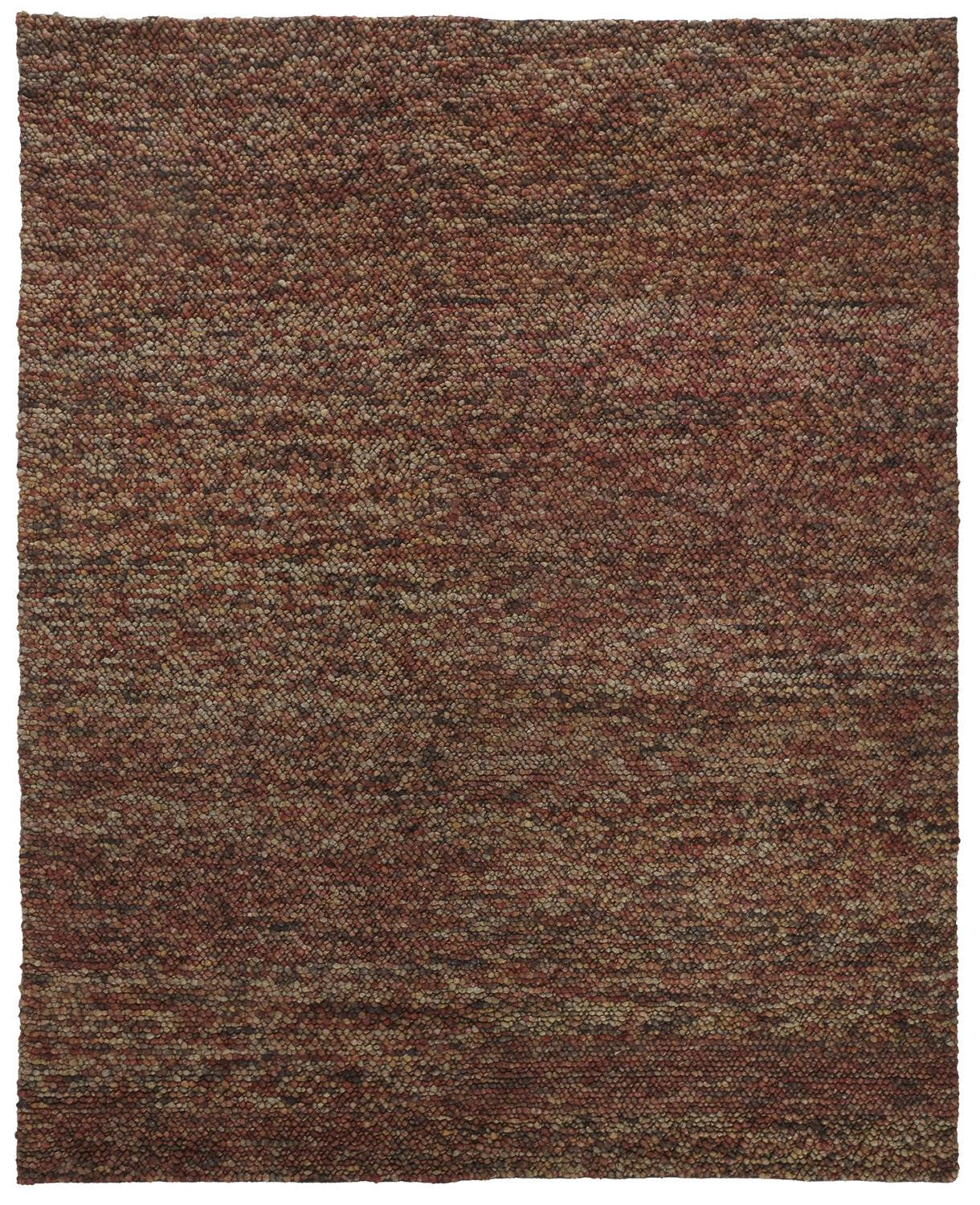 8' X 11' Brown and Orange Wool Hand Woven Distressed Area Rug