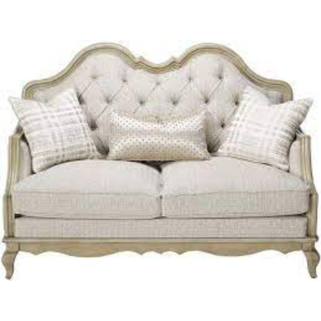 70" Silver And Platinum Faux Leather Loveseat and Toss Pillows