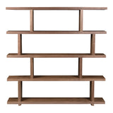 63" Natural and Brown Wood Five Tier Bookcase
