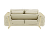 Three Piece Indoor Beige Italian Leather Six Person Seating Set