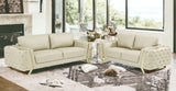 Two Piece Indoor Beige Italian Leather Five Person Seating Set