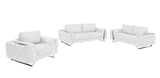 Three Piece Indoor White Italian Leather Six Person Seating Set