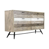 63" Natural and Ivory Solid Wood Six Drawer Double Dresser