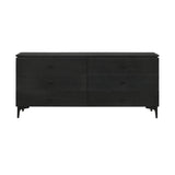 63" Black Six Drawer Double Dresser