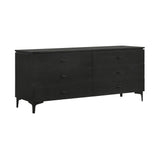 63" Black Six Drawer Double Dresser