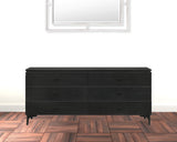 63" Black Six Drawer Double Dresser