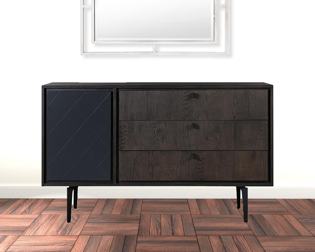 63" Gray Solid Wood Three Drawer Dresser