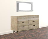 63" Brown Solid Wood Six Drawer Double Dresser