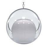 42" Silver and Clear Acrylic and Faux Leather Balloon Chair
