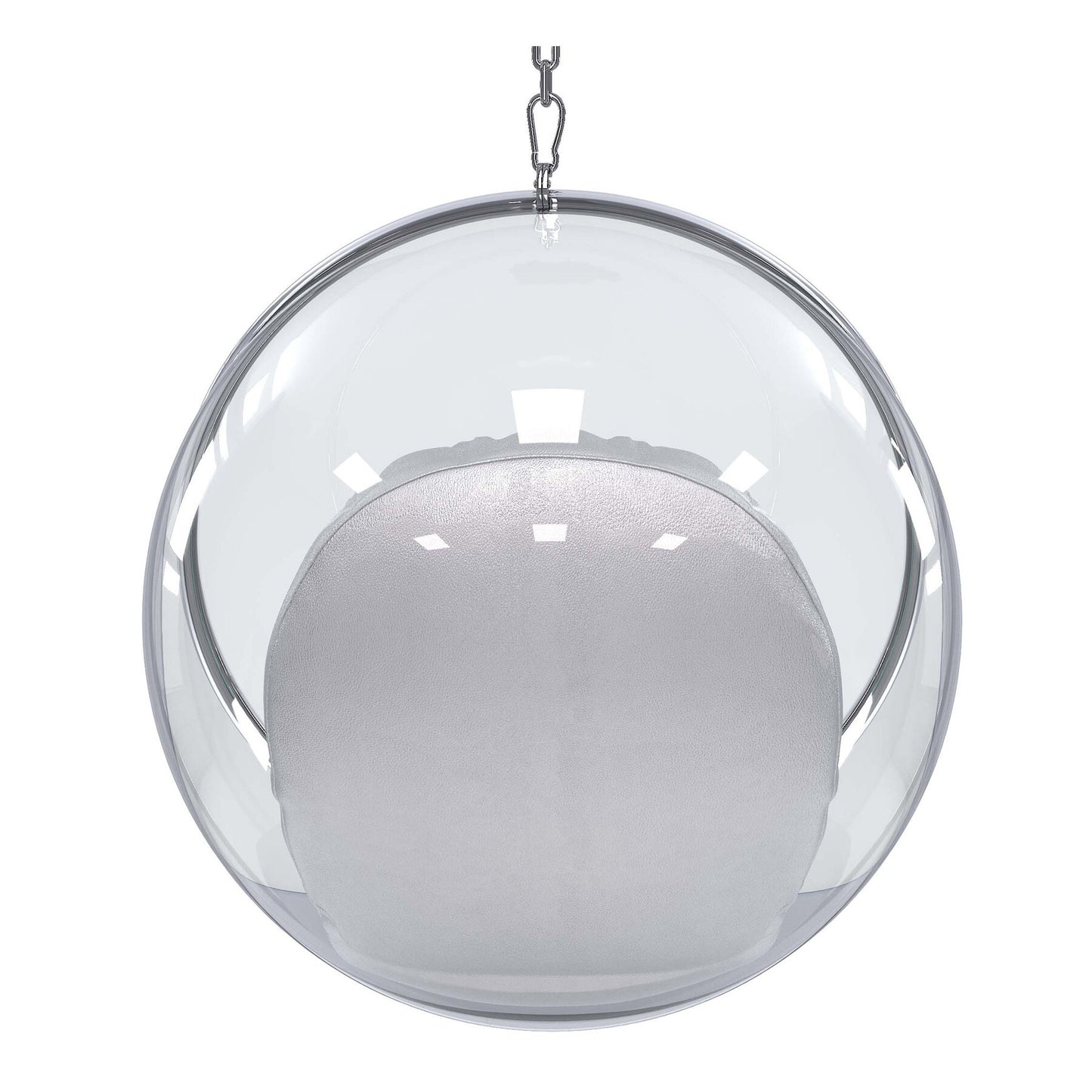 42" Silver and Clear Acrylic and Faux Leather Balloon Chair