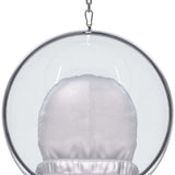 42" Silver and Clear Acrylic and Faux Leather Balloon Chair