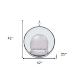 42" Silver and Clear Acrylic and Faux Leather Balloon Chair