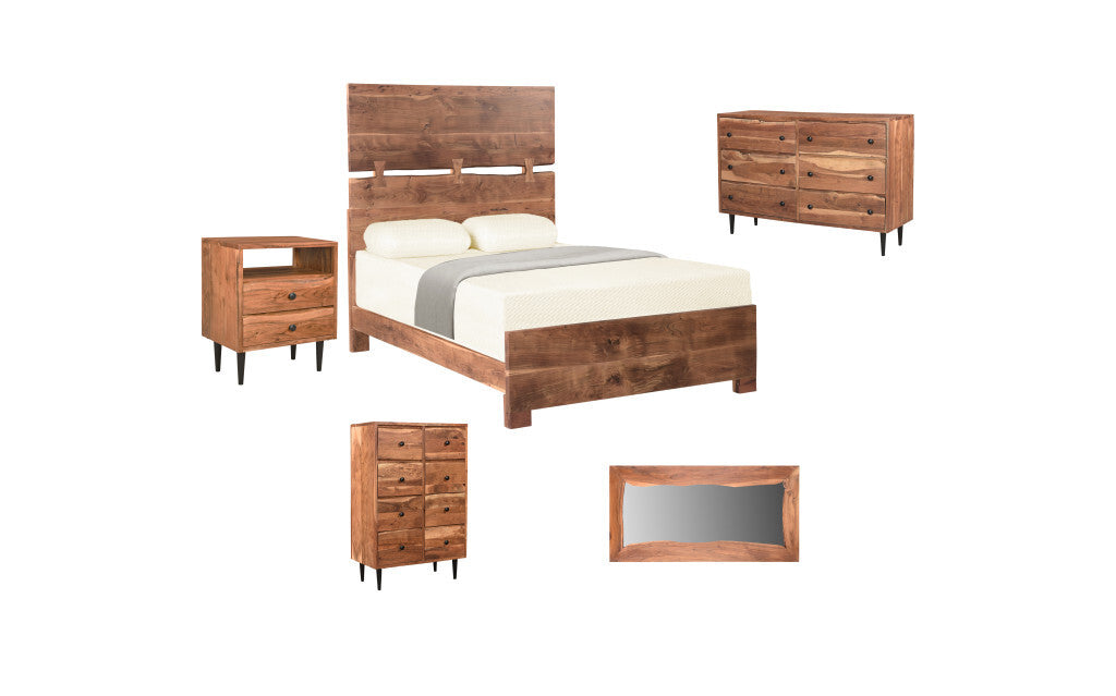 Live Edge Solid Wood Queen Brown Bed