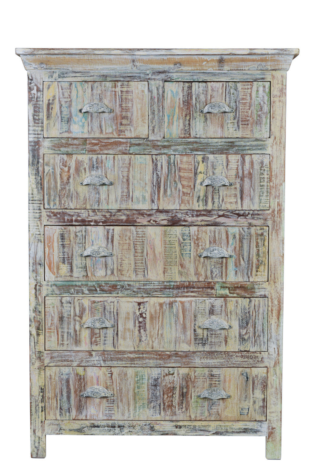 36" White Solid Wood Six Drawer Chest