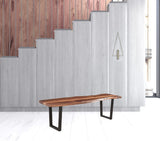 66" Brown And Black Solid Wood Dining bench