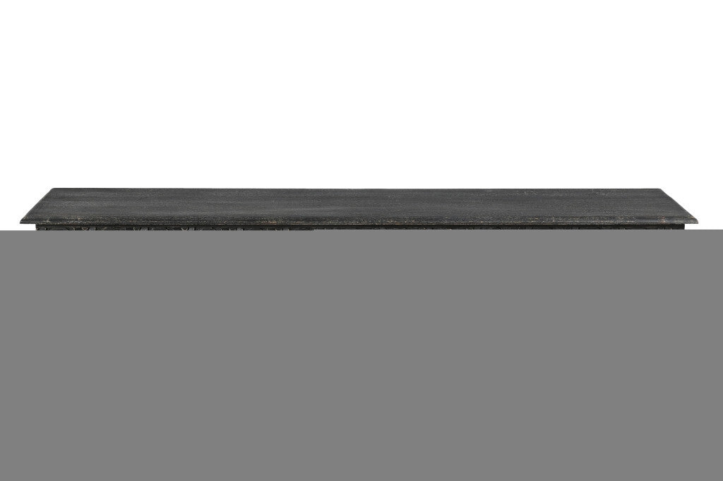 58" Black Distressed and Carved Solid Wood Dining Bench