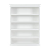 77" Antiqued White Solid Wood Five Tier Bookcase