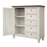 55" Gray and Ivory Solid Wood Five Drawer Gentlemans Chest