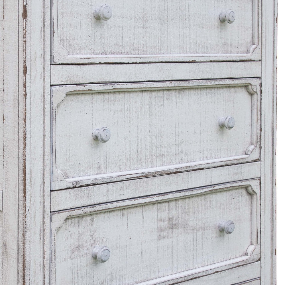 37" Antiqued White Solid Wood Four Drawer Chest