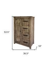 37" Brown Solid Wood Four Drawer Chest