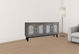 69" Gray Solid and Manufactured Wood Distressed Credenza